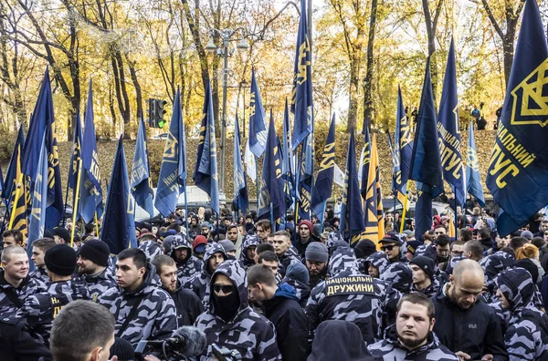 Kiev Ukraina November 2018 Nationella Corps Aktivister Veteraner Från Den — Stockfoto