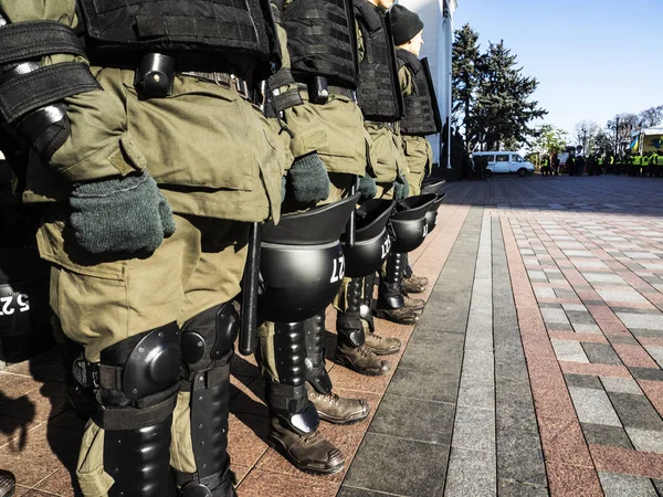 Kijów Ukraina Listopada 2018 Bojowników Gwardii Narodowej Ukrainy Stanąć Przed — Zdjęcie stockowe