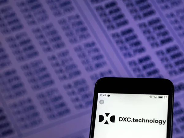 Kiev Ukrajna Nov 2018 Dxc Technológiai Cég Logó Látható Megjelenített — Stock Fotó