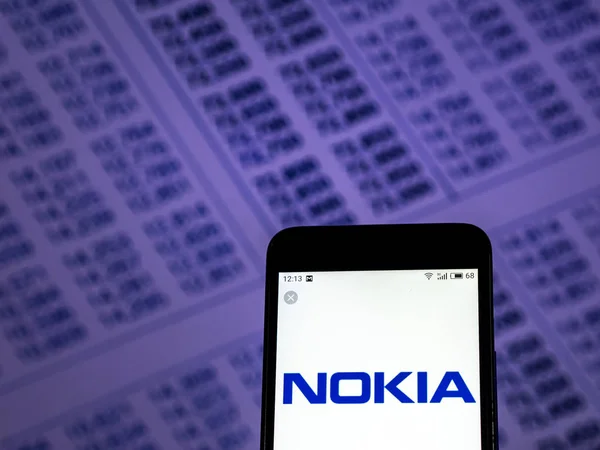 Kyjev Ukrajina Prosince 2018 Logo Společnosti Nokia Telecommunications Vidět Zobrazeného — Stock fotografie