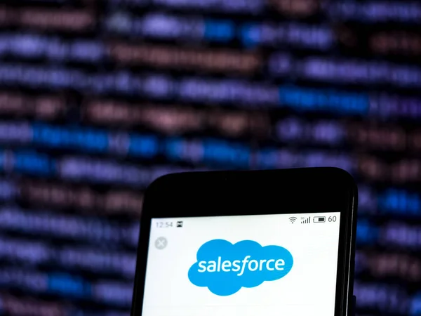 Kiev Ukraine Dezembro 2018 Salesforce Com Logotipo Empresa Software Visto — Fotografia de Stock