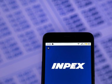 Kiev, Ukrayna - 6 Aralık 2018: Inpex şirket logosu akıllı telefon görüntülenen gördüm.