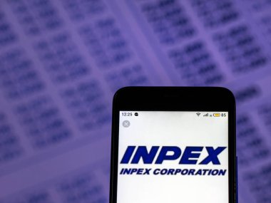 Kiev, Ukrayna - 6 Aralık 2018: Inpex şirket logosu akıllı telefon görüntülenen gördüm.