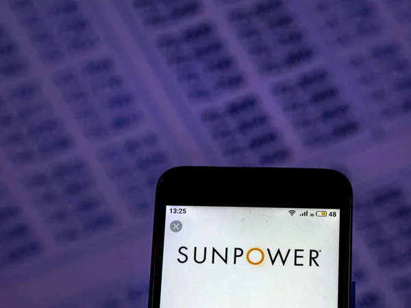 Kiev Ucrania Diciembre 2018 Logotipo Compañía Energía Solar Sunpower Muestra — Foto de Stock