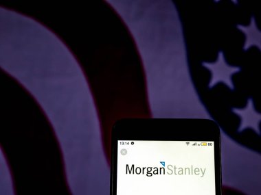 Kiev, Ukrayna - 11 Aralık 2018: Morgan Stanley yatırım bankacılığı şirket logosu akıllı telefon görüntülenen gördüm.
