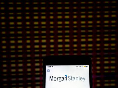 Kiev, Ukrayna - 11 Aralık 2018: Morgan Stanley yatırım bankacılığı şirket logosu akıllı telefon görüntülenen gördüm.