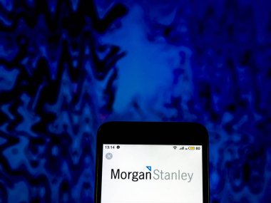 Kiev, Ukrayna - 11 Aralık 2018: Morgan Stanley yatırım bankacılığı şirket logosu akıllı telefon görüntülenen gördüm.
