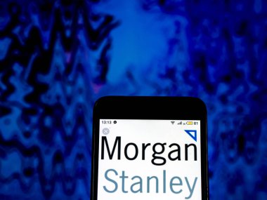 Kiev, Ukrayna - 11 Aralık 2018: Morgan Stanley yatırım bankacılığı şirket logosu akıllı telefon görüntülenen gördüm.