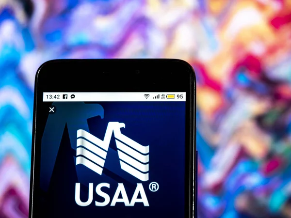 Kijów Ukraina Grudzień 2018 Usaa Financial Services Firmy Logo Widziałem — Zdjęcie stockowe