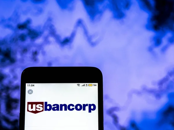 KIEV, UKRAINE - Dec 16, 2018: U.S. Bancorp Bank holding company logo seen displayed on smart phone.