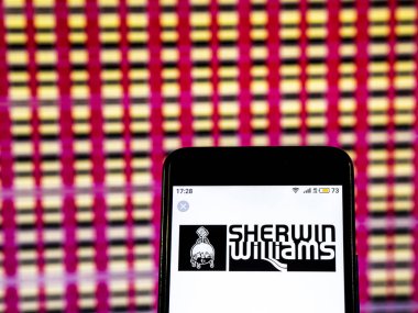 Kiev, Ukrayna - 19 Aralık 2018: Sherwin Williams boya ve kaplama şirket logosu üretim akıllı telefon görüntülenen gördün mü