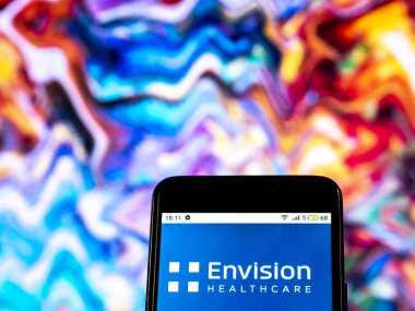 Kiev, Ukrayna - 19 Aralık 2018: Sağlık sağlık öngörülüyor şirket logosu akıllı telefon görüntülenen gördüm