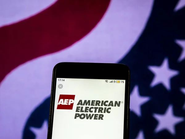 Kiev Ukraine Dec 2018 American Electric Power Logo Seen Displayed — Stock Photo, Image