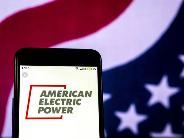 Kijów Ukraina Dec 2018 American Electric Power Logo Widoczne Wyświetlane — Zdjęcie stockowe