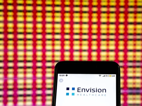 Kiev, Ukrayna - 19 Aralık 2018: Sağlık sağlık öngörülüyor şirket logosu akıllı telefon görüntülenen gördüm