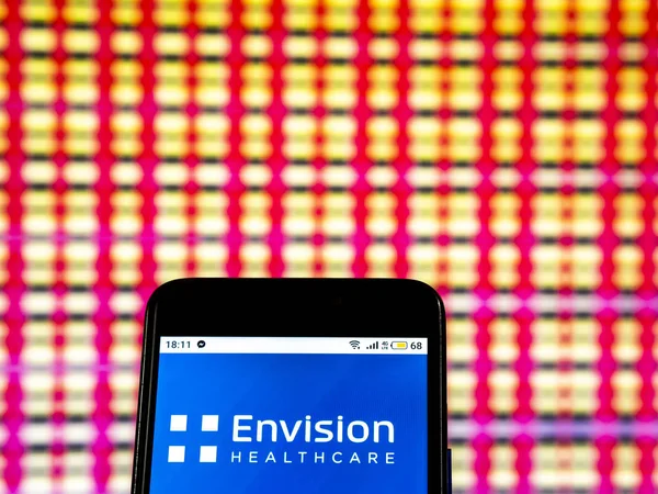 Kiev, Ukrayna - 19 Aralık 2018: Sağlık sağlık öngörülüyor şirket logosu akıllı telefon görüntülenen gördüm