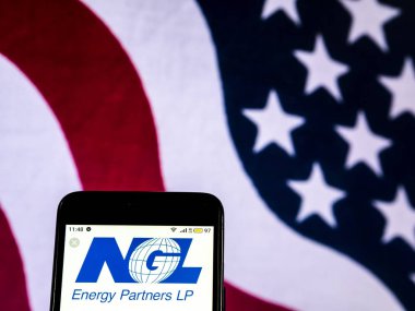 Kiev, Ukrayna - 20 Aralık 2018: Ngl enerji ortaklar şirket logosu akıllı telefon görüntülenen gördüm