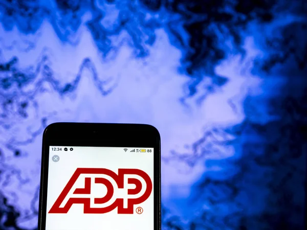 Kiev Oekraïne Dec 2018 Adp Llc Management Diensten Bedrijfslogo Gezien — Stockfoto