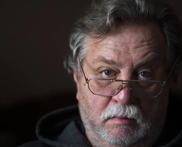 Retrato Hombre Caucásico Mediana Edad Con Bigote Barba Cara — Foto de Stock