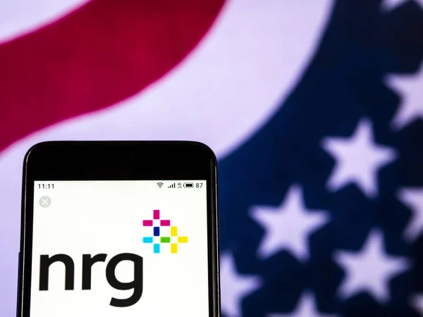 Nrg Energy Company Logo Widoczne Wyświetlane Smart Phone — Zdjęcie stockowe
