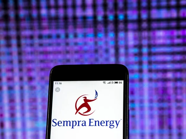 Sempra Energy Utilities Company Logo Auf Dem Smartphone Sehen — Stockfoto