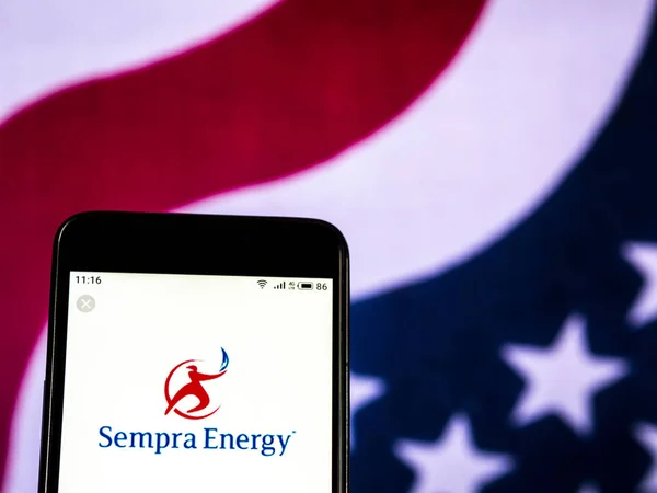 Logo Firmy Sempra Energetycznych Widziałem Wyświetlane Smart Phone — Zdjęcie stockowe