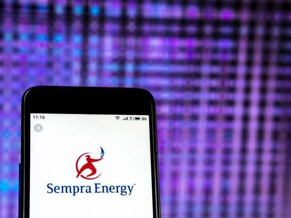 Sempra Energy Utilities Company Logo Auf Dem Smartphone Sehen — Stockfoto