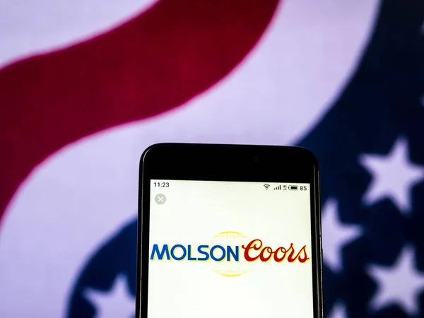 Molson Coors Bira Şirket Logosu Akıllı Telefon Görüntülenen Gördüm — Stok fotoğraf