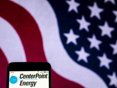 Kiev, Ukrayna - 26 Aralık 2018: Centerpoint enerji yarar şirket logosu akıllı telefon görüntülenen gördüm