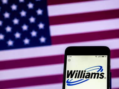 Kiev, Ukrayna - 28 Aralık 2018: Williams şirketleri logo akıllı telefon görüntülenen gördüm