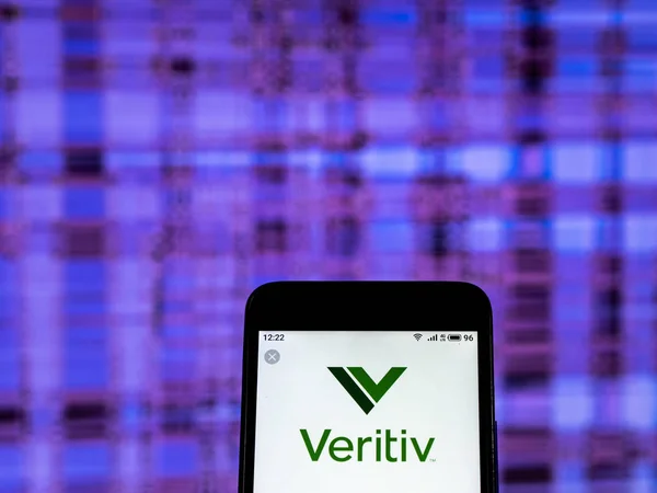 Kiev Ukraine Dezembro 2018 Logotipo Vertiv Company Exibido Smartphone — Fotografia de Stock