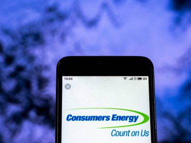 Kiev, Ukrayna - 30 Aralık 2018: Tüketicilerin enerji genel yarar şirket logosu akıllı telefon görüntülenen gördüm