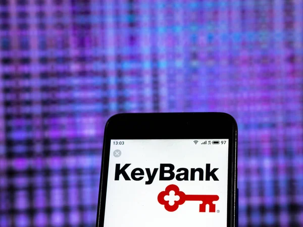 Kyjev Ukrajina Prosince 2018 Keybank Retailového Bankovnictví Logo Společnosti Vidět — Stock fotografie