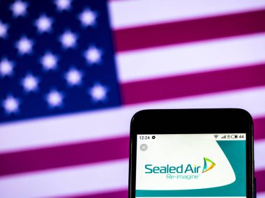 Kiev, Ukrayna - Jan 1, 2019: Kapalı hava şirket logosu akıllı telefon görüntülenen gördüm