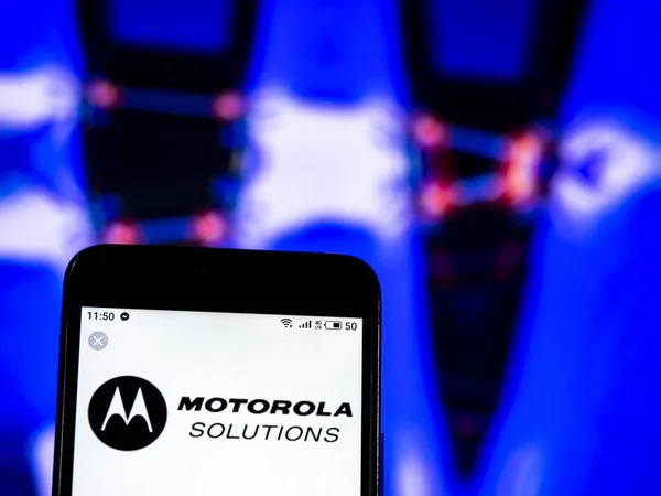 Kiev Ukrajna Jan 2019 Motorola Megoldások Adatok Kommunikációs Cég Logója — Stock Fotó