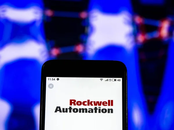 Kiev Ukraine Janeiro 2019 Rockwell Automation Company Logo Seen Displayed — Fotografia de Stock