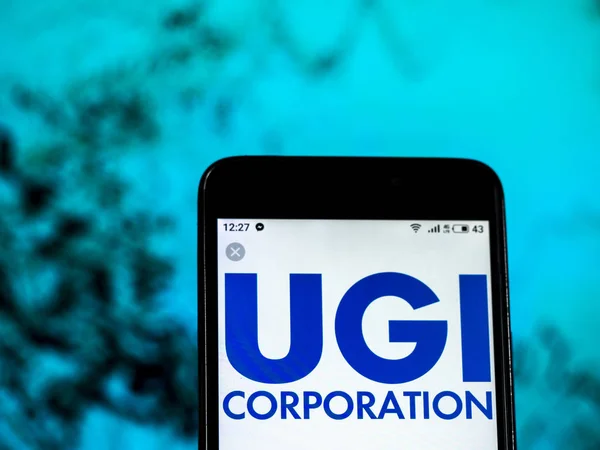 Kiev Ucrania Enero 2019 Logotipo Ugi Corporation Muestra Teléfono Inteligente — Foto de Stock