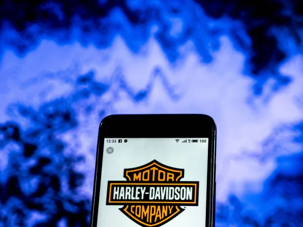 Kiev Ukraine Janeiro 2019 Logotipo Harley Davidson Company Exibido Smartphone — Fotografia de Stock
