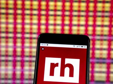 Kiev, Ukrayna - 7 Ocak 2019: Robert yarım uluslararası yönetim şirket logosu danışmanlık akıllı telefon görüntülenen gördüm