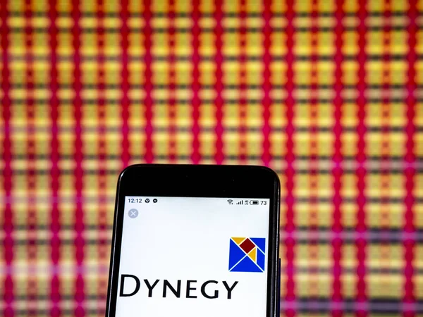 Kiev, Ukrayna - 7 Ocak 2019: Dynegy enerji şirket logosu akıllı telefon görüntülenen gördüm