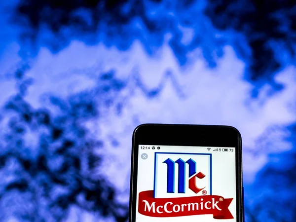 Kiev Ukraine Janeiro 2019 Logotipo Mccormick Company Exibido Smartphone — Fotografia de Stock
