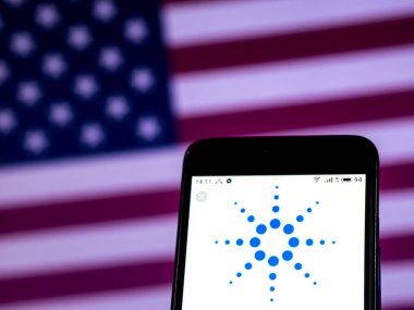 Kiev, Ukrayna - 8 Ocak 2019: şirket logosu üretim AGILENT teknolojileri analitik laboratuvar araç akıllı telefon görüntülenen gördüm.