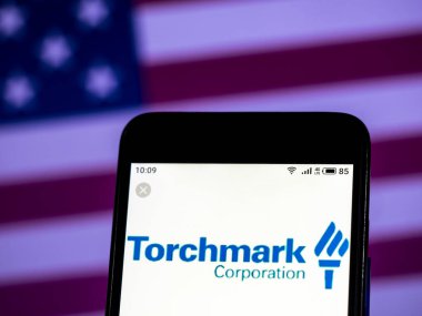 Kiev, Ukrayna - 10 Jan 2019: Torchmark hayat sigorta şirket logosu gördüm akıllı telefon görüntülenen.