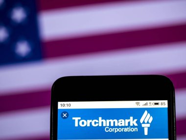 Kiev, Ukrayna - 10 Jan 2019: Torchmark hayat sigorta şirket logosu gördüm akıllı telefon görüntülenen.
