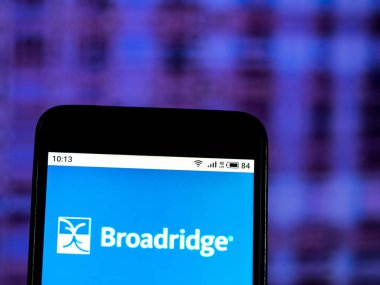 Kiev, Ukrayna - 10 Jan 2019: Broadridge finansal çözümler şirket logosu akıllı telefon görüntülenen gördüm.
