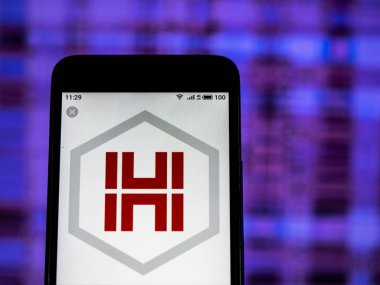 Kiev, Ukrayna - 11 Ocak 2019: Hub grup taşıma şirket logosu akıllı telefon görüntülenen gördüm.