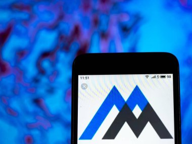 Kiev, Ukrayna - 11 Ocak 2019: Martin Marietta malzemeleri yapı malzeme şirket logosu akıllı telefon görüntülenen gördüm.