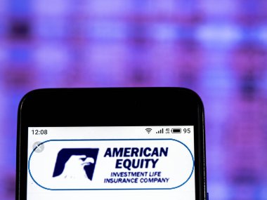 Kiev, Ukrayna - 11 Ocak 2019: Amerikan hisse senedi yatırım hayat sigortası şirket logosu akıllı telefon görüntülenen gördüm.