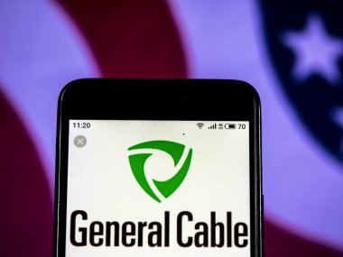 Kiev, Ukrayna - Jan 12, 2019: Genel kablo üretim şirket logosu akıllı telefon görüntülenen gördüm.