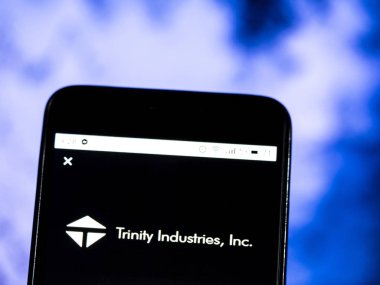 Kiev, Ukrayna - 13 Ocak 2019: Trinity sanayi Kurumsal Grup Şirket logosu akıllı telefon görüntülenen gördüm.